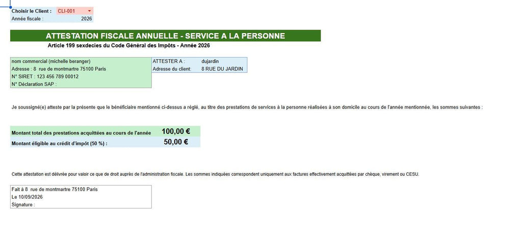 Template Aide Ménagère  2026
