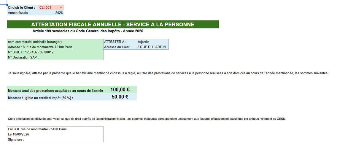 Template Aide Ménagère  2026
