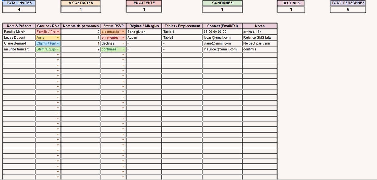 Organisateur de Mariage Premium Google Sheets & Excel